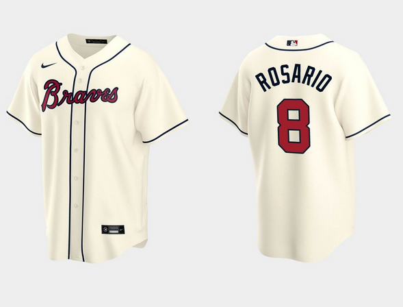 Men's Atlanta Braves #8 Eddie Rosario Cream Cool Base Stitched Jersey Men's Atlanta Braves #8 Eddie Rosario Cream Cool Base Stitched Jersey